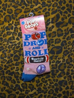 Tootsie Pop Drops Pink Crew Socks with Candy Graphics